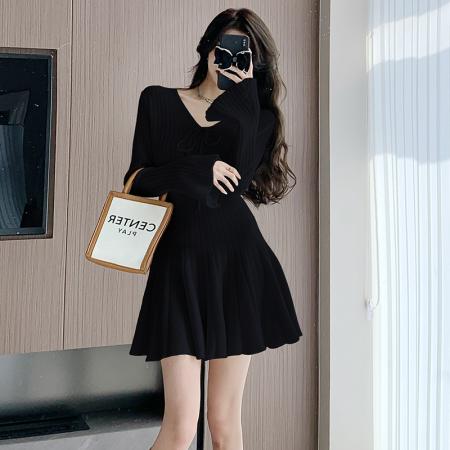 FA54192# 新秋冬芭蕾风毛线蓬蓬裙高腰显瘦短裙纯欲性感蛋糕连衣裙 服裝批發女裝批發服飾貨源