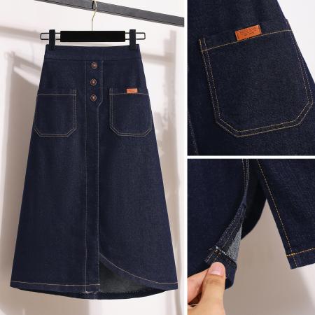 FA54226# 春款欧版大码松紧腰弹力牛仔中长款裙胖MM显瘦打底半身裙 服裝批發女裝批發服飾貨源