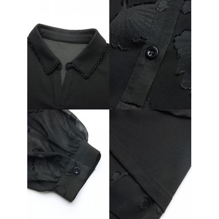 FA54229# 新款假两件轻奢衬衫简约气质高级百搭洋气显瘦遮肚上衣 服裝批發女裝批發服飾貨源