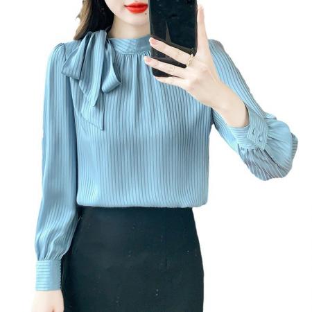 FA54233# 衬衫女春秋新款设计感小众长袖雪纺衬衣女士宽松职业上衣 服裝批發女裝批發服飾貨源