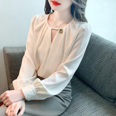FA54234# 春秋新款长袖雪纺衫女上衣洋气小衫打底衫宽松显瘦遮肚子衬衫 服裝批發女裝批發服飾貨源