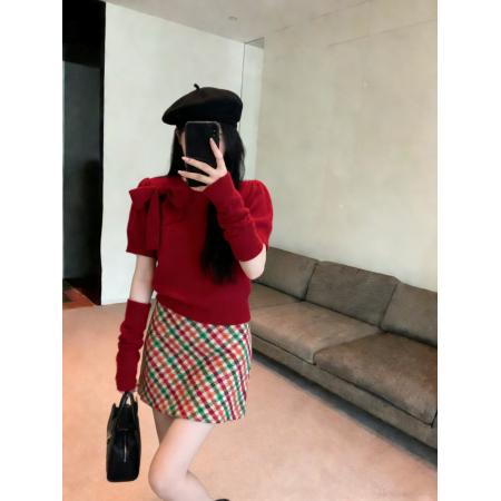 FA54242# 波恩美术馆可拆卸袖套短袖毛衣女秋冬新款设计感针织上衣 服裝批發女裝批發服飾貨源