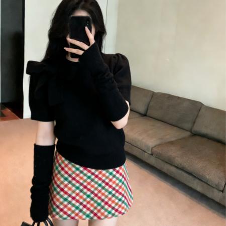 FA54242# 波恩美术馆可拆卸袖套短袖毛衣女秋冬新款设计感针织上衣 服裝批發女裝批發服飾貨源