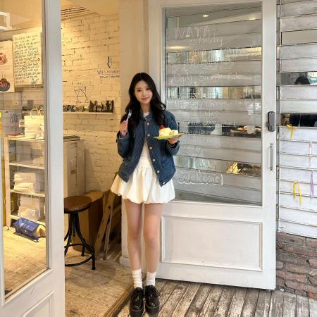 FA54246# 牛仔也老钱中古立领正肩金扣口袋丹宁牛仔外套上衣女秋 服裝批發女裝批發服飾貨源