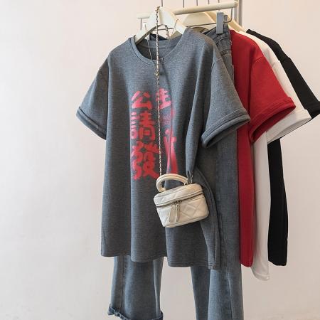 FA54262# 大码公主发财t恤纯棉短袖新款红色马年本命年衣服女 服裝批發女裝批發服飾貨源