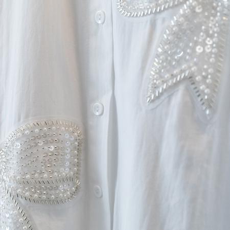 FA54263# 大码女装立体蝴蝶设计感重工钉珠衬衫早春新款显瘦上衣 服裝批發女裝批發服飾貨源