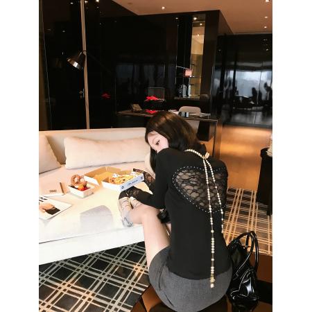 FA54281# 蕾丝拼接T恤女内搭上衣 服裝批發女裝批發服飾貨源