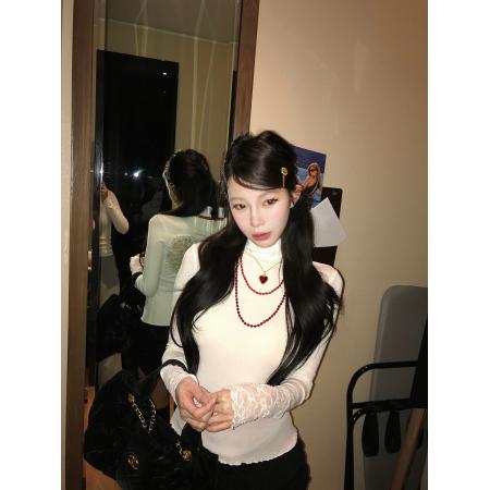 FA54281# 蕾丝拼接T恤女内搭上衣 服裝批發女裝批發服飾貨源