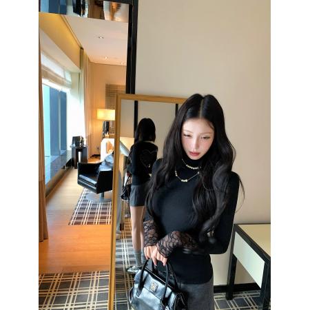 FA54281# 蕾丝拼接T恤女内搭上衣 服裝批發女裝批發服飾貨源