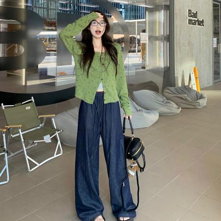 FA54285# 法式气质碎花圆领针织开衫外套女秋季新款慵懒氛围感上衣 服裝批發女裝批發服飾貨源