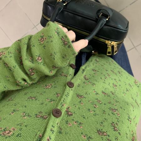 FA54285# 法式气质碎花圆领针织开衫外套女秋季新款慵懒氛围感上衣 服裝批發女裝批發服飾貨源