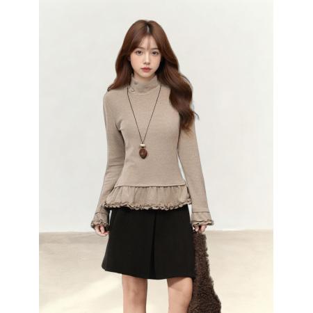 FA54287# 新款辣妹长袖t恤女百搭修身显瘦德绒保暖内搭打底衫上衣 服裝批發女裝批發服飾貨源