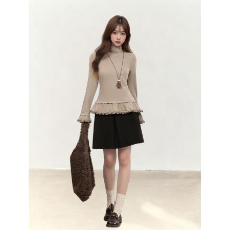 FA54287# 新款辣妹长袖t恤女百搭修身显瘦德绒保暖内搭打底衫上衣 服裝批發女裝批發服飾貨源