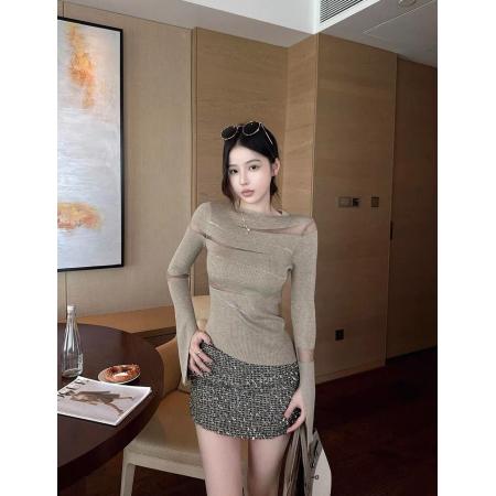 FA54288# 设计感亮片内搭针织打底衫女秋冬显瘦修身气质纯欲风上衣 服裝批發女裝批發服飾貨源