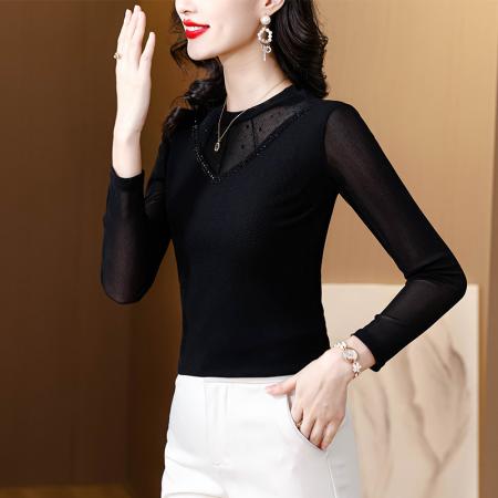 FA54294# 春季款打底衫秋装新款内搭女士高领蕾丝上衣 服裝批發女裝批發服飾貨源