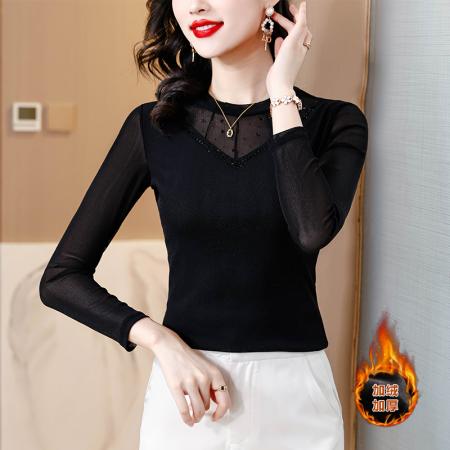 FA54294# 春季款打底衫秋装新款内搭女士高领蕾丝上衣 服裝批發女裝批發服飾貨源