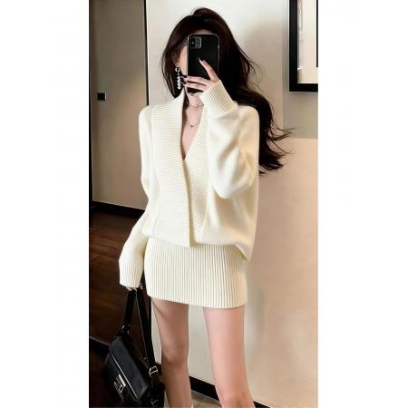 FA54300# 气场强大名媛气质女神法式轻熟大方得体奶白色连衣裙 服裝批發女裝批發服飾貨源