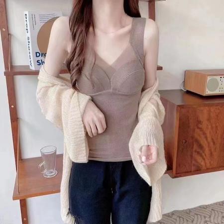 FA54361# 秋冬新款拼接蕾丝网纱带胸垫洋气质量修身塑形长袖打底衫女  服裝批發女裝批發服飾貨源