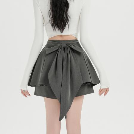 FA54378# 灰色百褶裙女小个子半身裙新款西装半裙高腰裤裙黑色短裙  服裝批發女裝批發服飾貨源