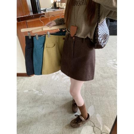 FA54393# 高级感气质A字裙半身裙女秋冬高腰灯芯绒包臀裙辣妹短裙  服裝批發女裝批發服飾貨源