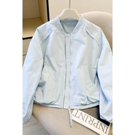 FA54399# 韩系棒球服外套女新款秋季立领短款夹克蓝色小香风休闲小外套  服裝批發女裝批發服飾貨源