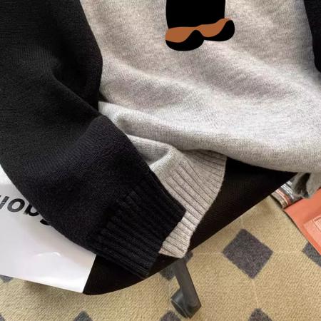 FA54409# 毛衣印花大码插肩袖秋冬新款宽松圆领针织男女同款  服裝批發女裝批發服飾貨源