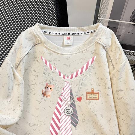 FA54410# 华棉复特大码300斤扎染印花肩膀拼接拉链卫衣女  服裝批發女裝批發服飾貨源