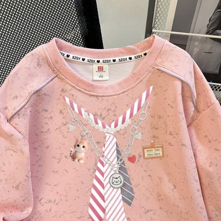 FA54410# 华棉复特大码300斤扎染印花肩膀拼接拉链卫衣女  服裝批發女裝批發服飾貨源