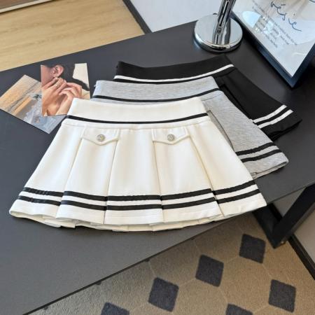 FA54415# 韩版学院风气质条纹高腰显瘦半身裙百褶裙防走光短裙A字裙女  服裝批發女裝批發服飾貨源