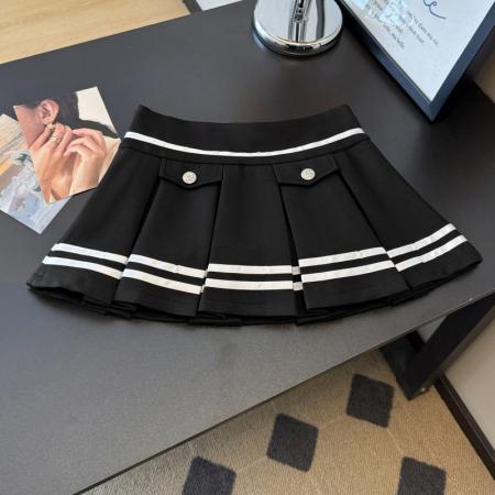 FA54415# 韩版学院风气质条纹高腰显瘦半身裙百褶裙防走光短裙A字裙女  服裝批發女裝批發服飾貨源
