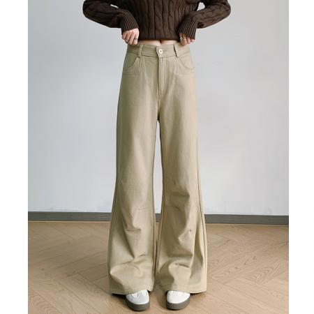 FA54431# 纯棉工装裤春款阔腿卫裤女工装新款垂感高腰休闲直筒裤子  服裝批發女裝批發服飾貨源