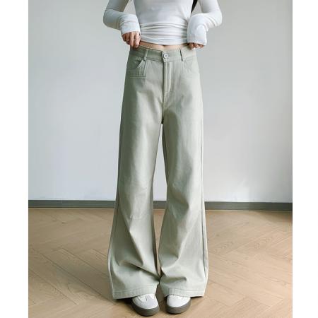 FA54431# 纯棉工装裤春款阔腿卫裤女工装新款垂感高腰休闲直筒裤子  服裝批發女裝批發服飾貨源