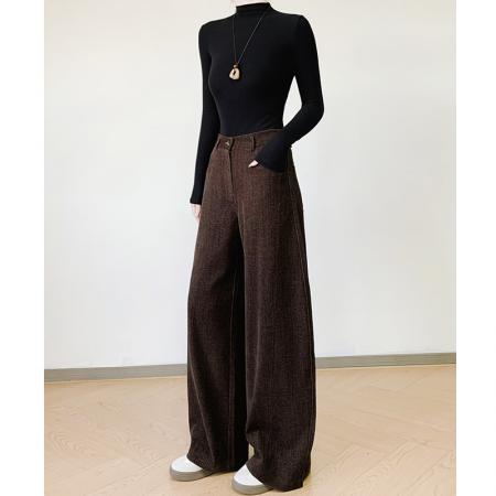 FA54433# 莱赛尔弯刀裤运动阔腿女工装新款垂感高腰休闲直筒裤子  服裝批發女裝批發服飾貨源