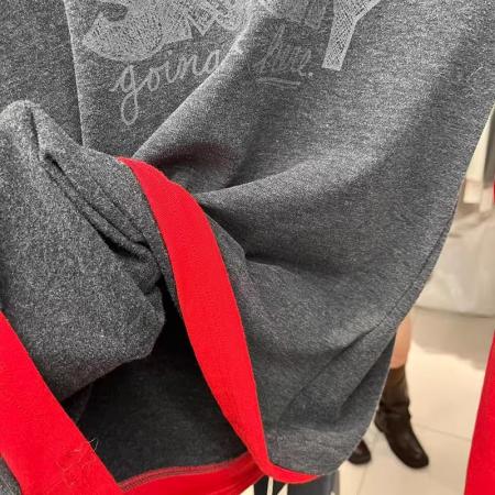 FA54435# 韩国春季新款字母印花拼接红色长袖假两件磨毛T恤女欧货上衣  服裝批發女裝批發服飾貨源