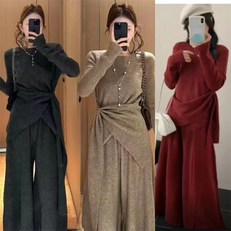 FA54476# 轻奢时尚通勤套装女春季新款大码显瘦收腰上衣休闲裤两件套  服裝批發女裝批發服飾貨源