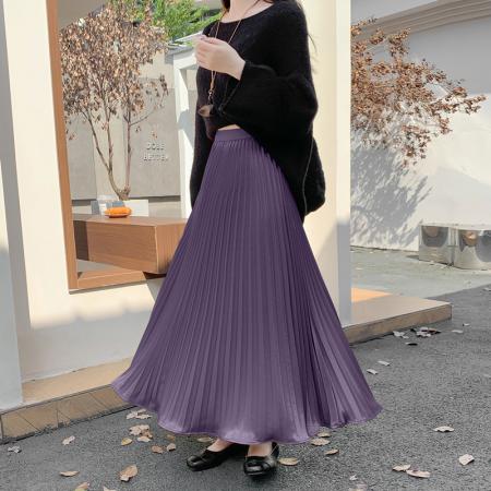 FA54505# 百搭高腰百褶a字半身裙女新款早秋中长款显瘦冬季气质长裙  服裝批發女裝批發服飾貨源