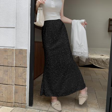 FA54506# 春季气质通勤加密亮片鱼尾裙半身裙高腰显瘦垂感丝绒裙  服裝批發女裝批發服飾貨源