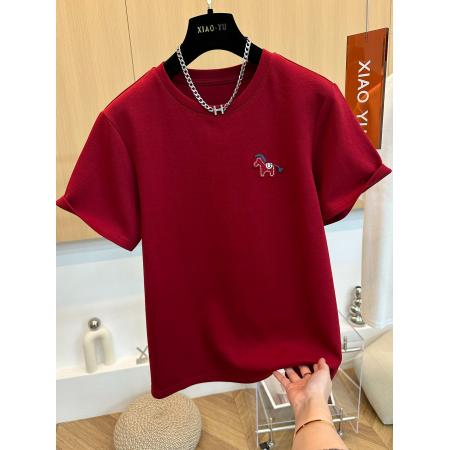 FA54524# 原版螺纹德绒大码300斤早春刺绣圆领短袖T恤女打底衫巨好看上衣潮  服裝批發女裝批發服飾貨源