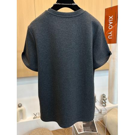 FA54524# 原版螺纹德绒大码300斤早春刺绣圆领短袖T恤女打底衫巨好看上衣潮  服裝批發女裝批發服飾貨源