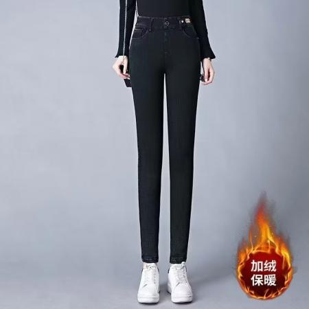 LN76430# 秋冬新款牛仔裤女士高腰弹力裤加绒显瘦紧身小脚裤加厚铅笔裤