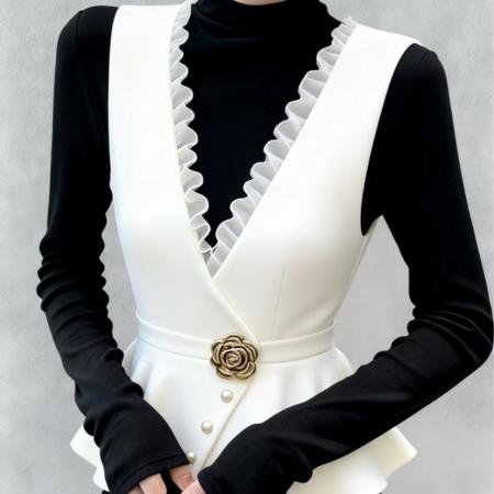 FA54569# 马甲女冬新款巨好看高端时髦洋气叠穿小香风掐腰白色针织外套  服裝批發女裝批發服飾貨源