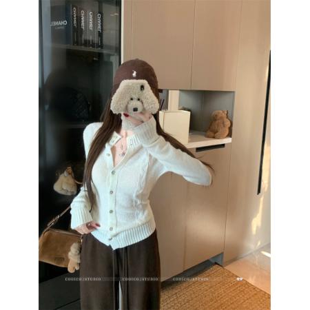 FA54575# 开扣立领毛织显瘦毛衣可外穿内搭秋冬女  服裝批發女裝批發服飾貨源