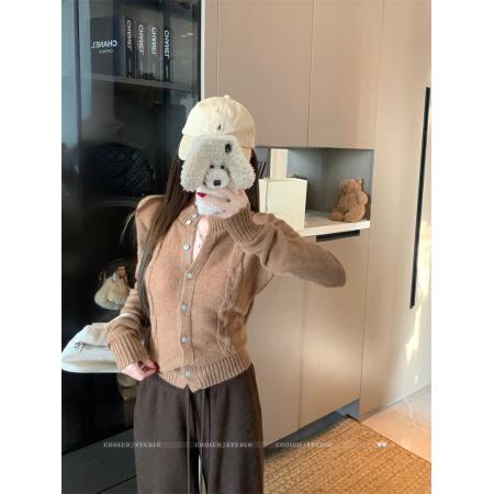 FA54575# 开扣立领毛织显瘦毛衣可外穿内搭秋冬女  服裝批發女裝批發服飾貨源