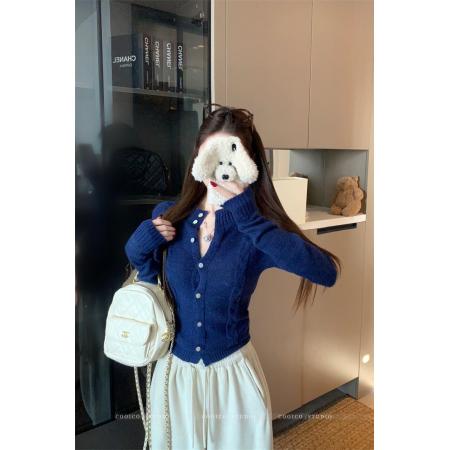 FA54575# 开扣立领毛织显瘦毛衣可外穿内搭秋冬女  服裝批發女裝批發服飾貨源