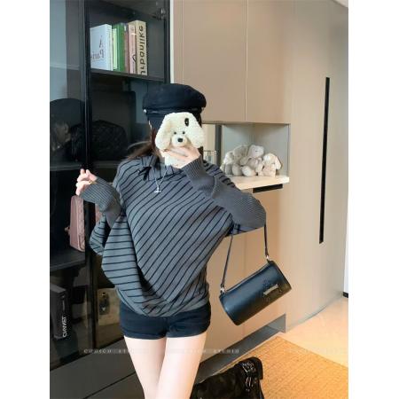 FA54581# 黑灰色针织衫女穿搭韩系蝙蝠袖宽松长袖毛衣上衣  服裝批發女裝批發服飾貨源