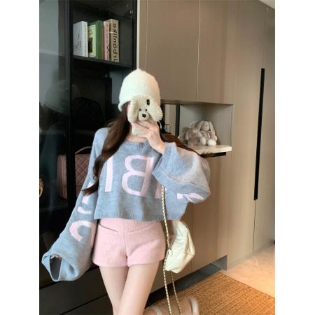 FA54582# 慵懒风休闲宽松圆领套头毛衣  服裝批發女裝批發服飾貨源