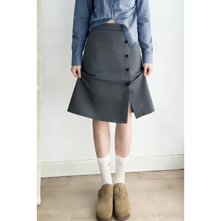 FA54593# 半身裙女西装包臀胖MM显瘦开叉中款正装黑色职业通勤a字裙子  服裝批發女裝批發服飾貨源