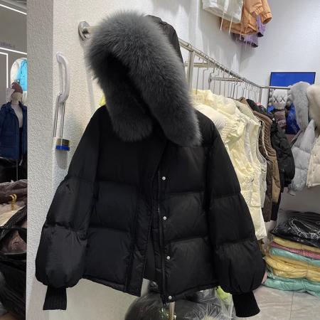 FA54597# 秋冬韩版宽松羽绒棉服女短款小个子狐狸大毛领棉衣加厚外套  服裝批發女裝批發服飾貨源