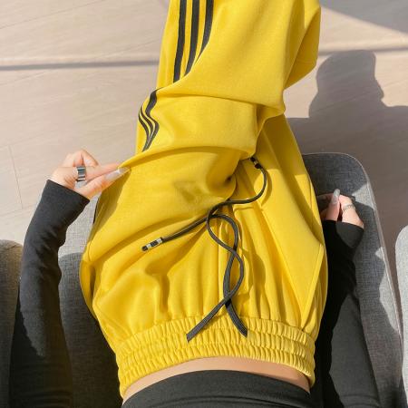 FA54607# 春季新款时尚高腰侧边条纹阔腿束脚两穿运动香蕉裤休闲卫裤  服裝批發女裝批發服飾貨源