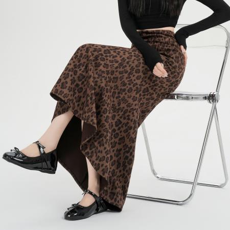 FA54632# 复古豹纹鱼尾长裙女高腰显瘦垂感包臀裙中长款气质百搭半身裙  服裝批發女裝批發服飾貨源